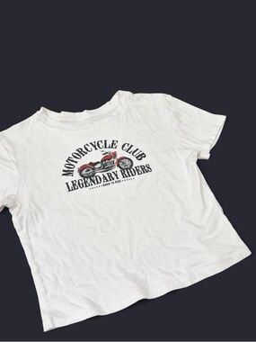 White Motorcycle Club Graphic Crop Top